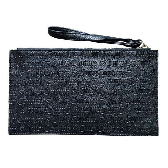 Juicy Couture Furget Me Not wristlet black heart and soul debossed - Picture 3 of 7